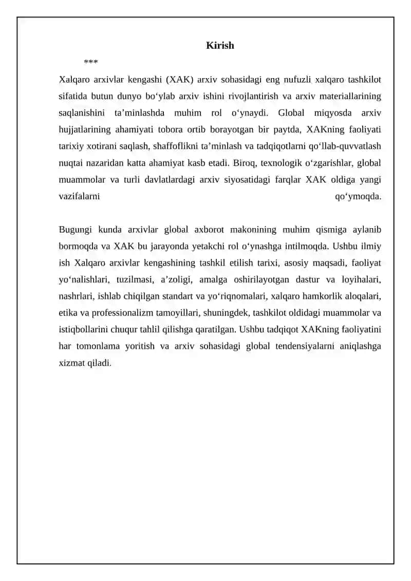Xalqaro arxivlar Kengashining asosiy maqsad va faoliyati 3