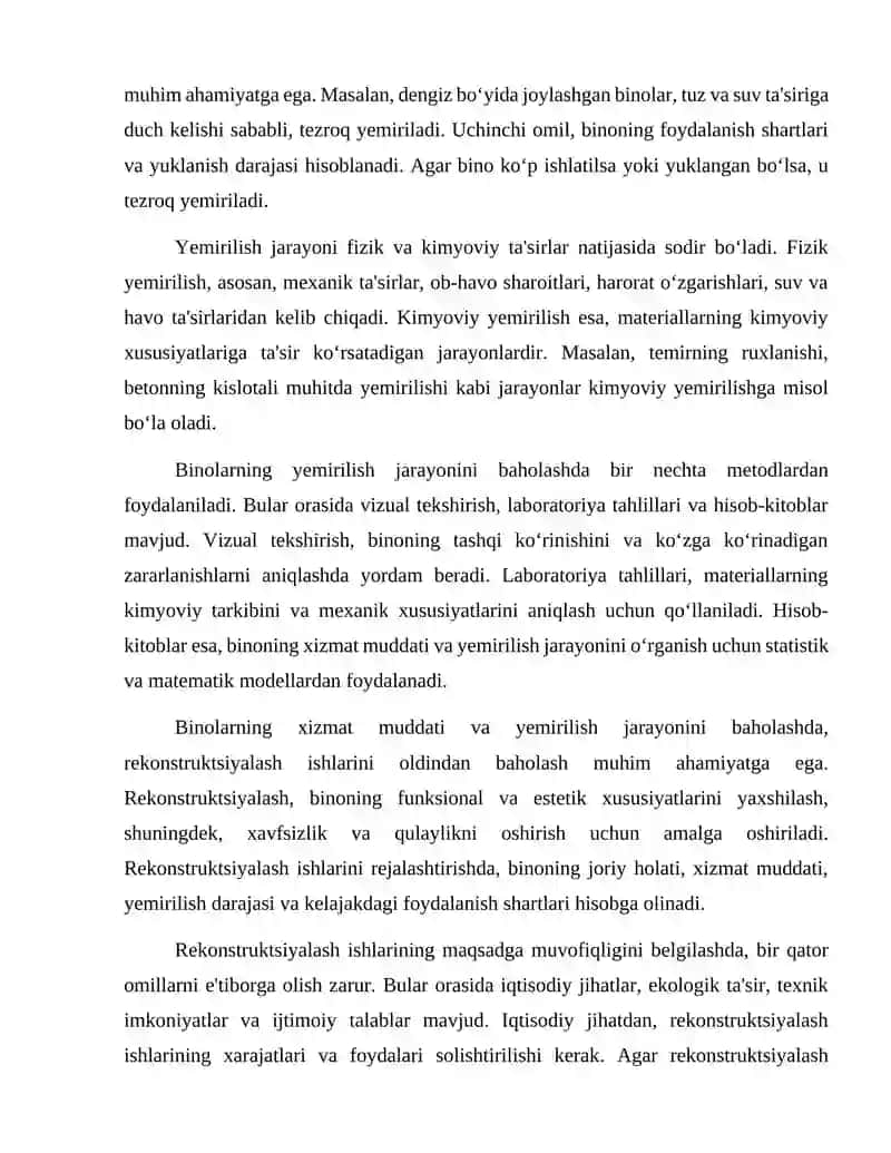 Binolarning xizmat muddati va yemirilish jarayoni 3