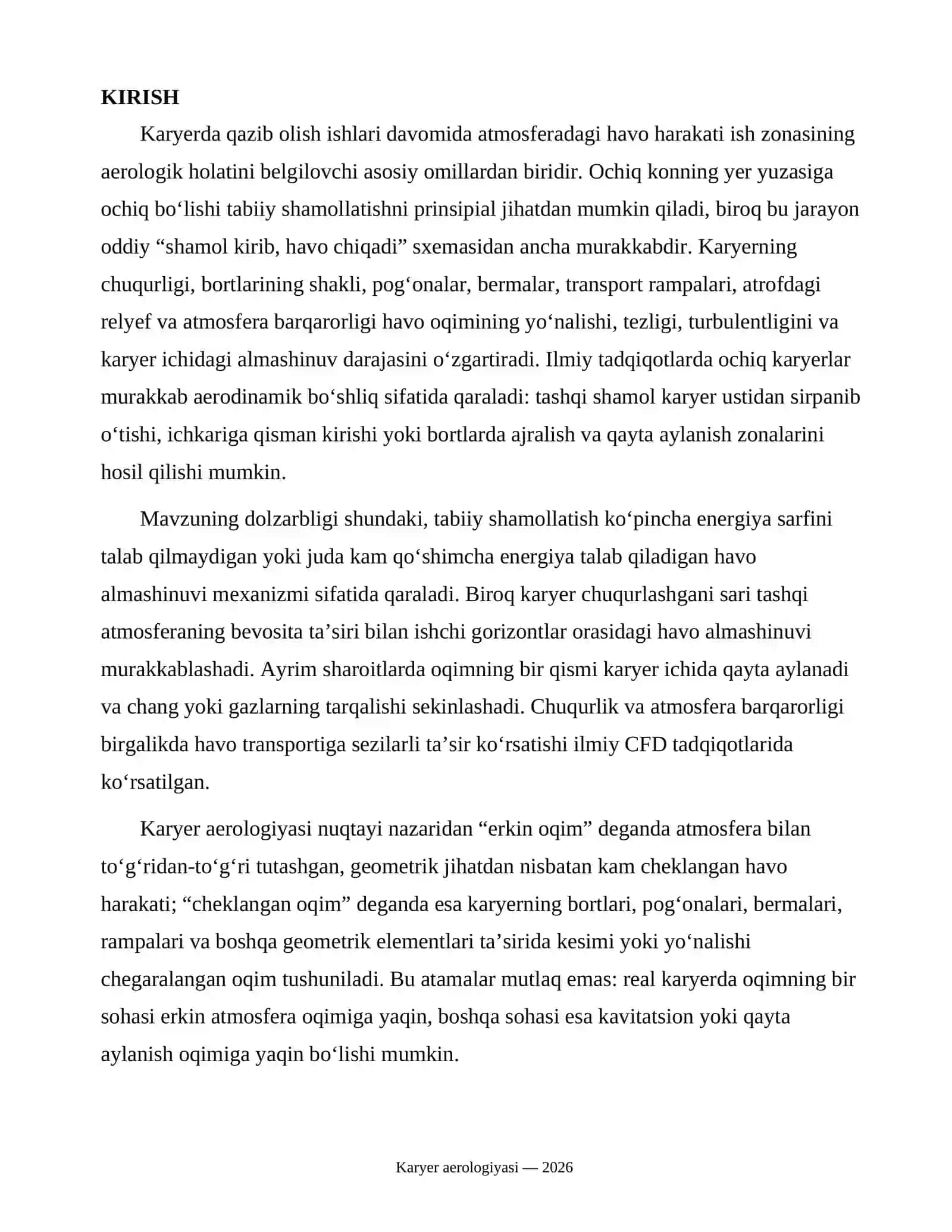 KARYERLARNI ERKIN VA CHEKLANGAN OQIMLAR YORDAMIDA TABIIY SHAMOLLATISH SXEMALARI 3