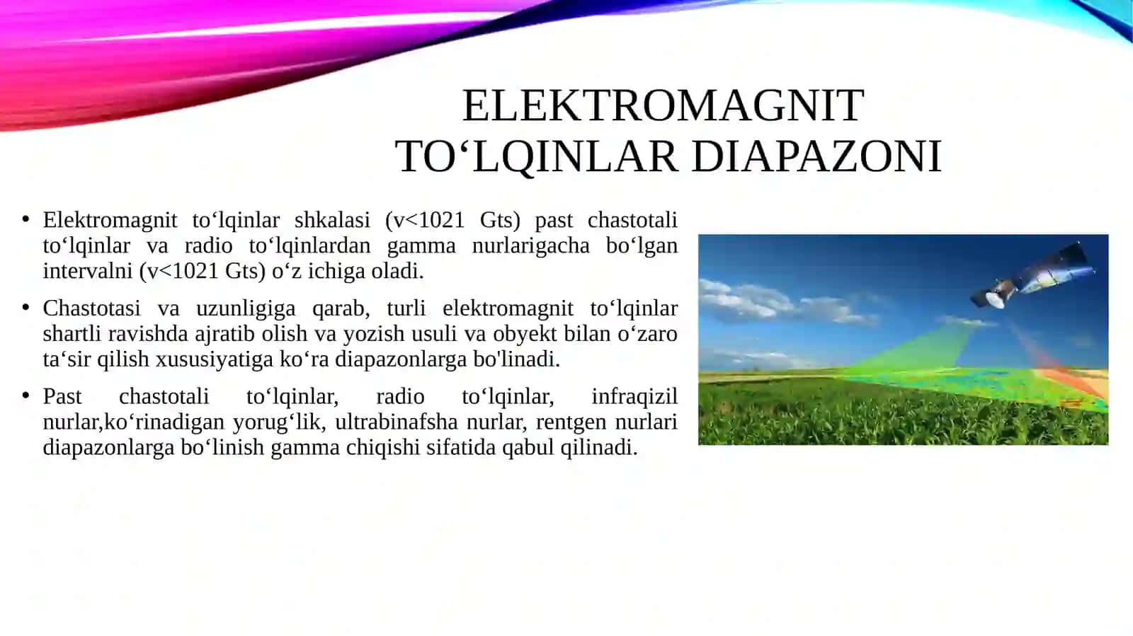 Elektromagnit spektor aktiv va passiv masofadan zondlash 3