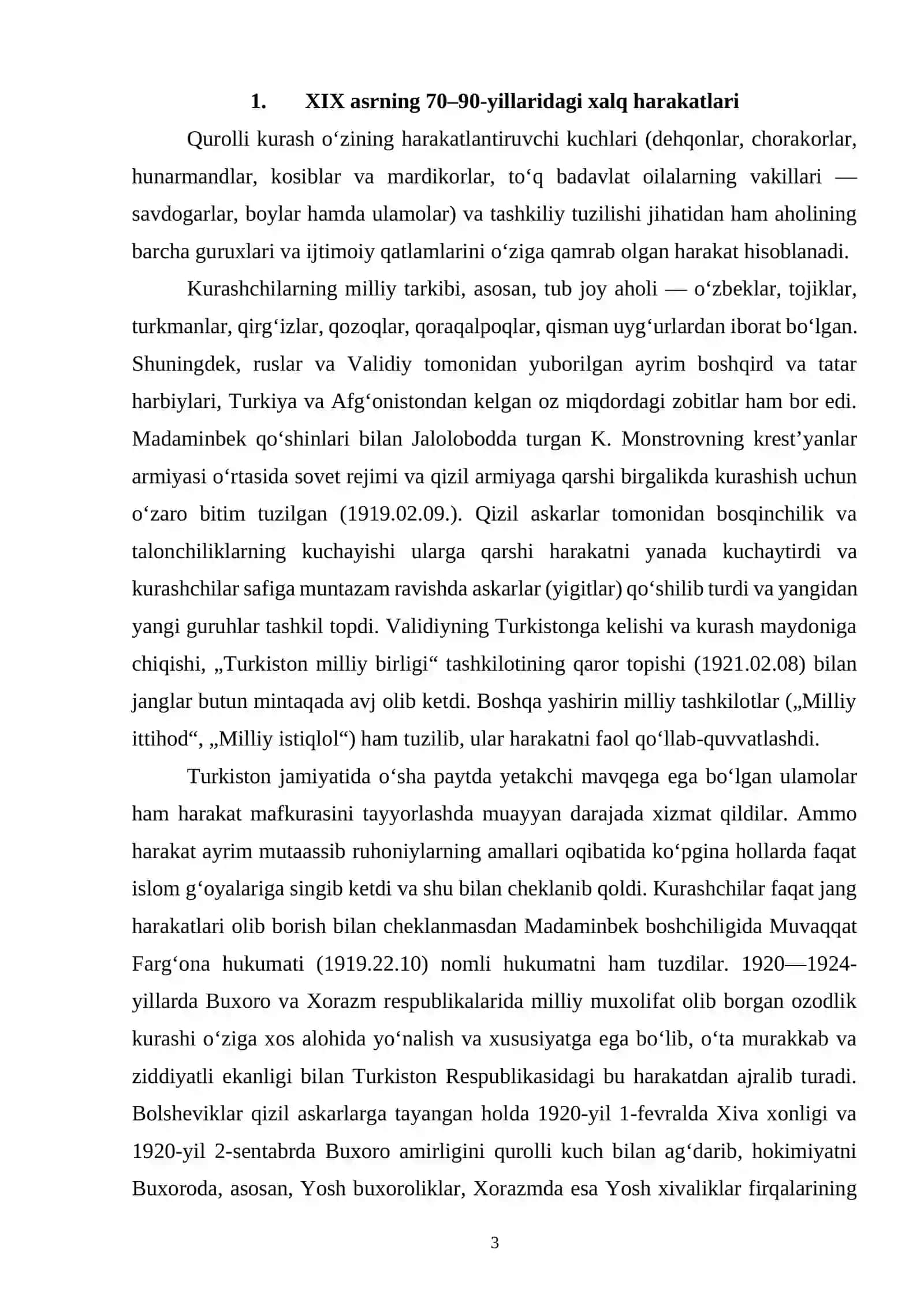 XIX asrning 70–90-yillaridagi xalq harakatlari Po‘latxon, “Vabo isyoni” va Andijon qo‘zg‘oloni 3