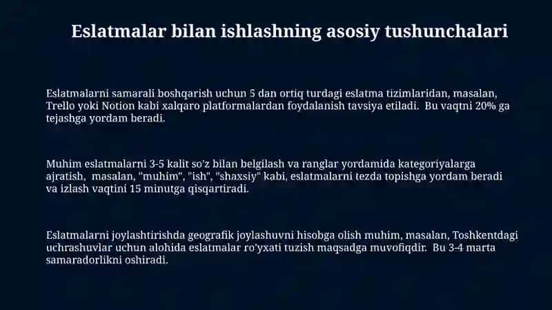Eslatmalar bn ishlash va foydali jihatlari 3