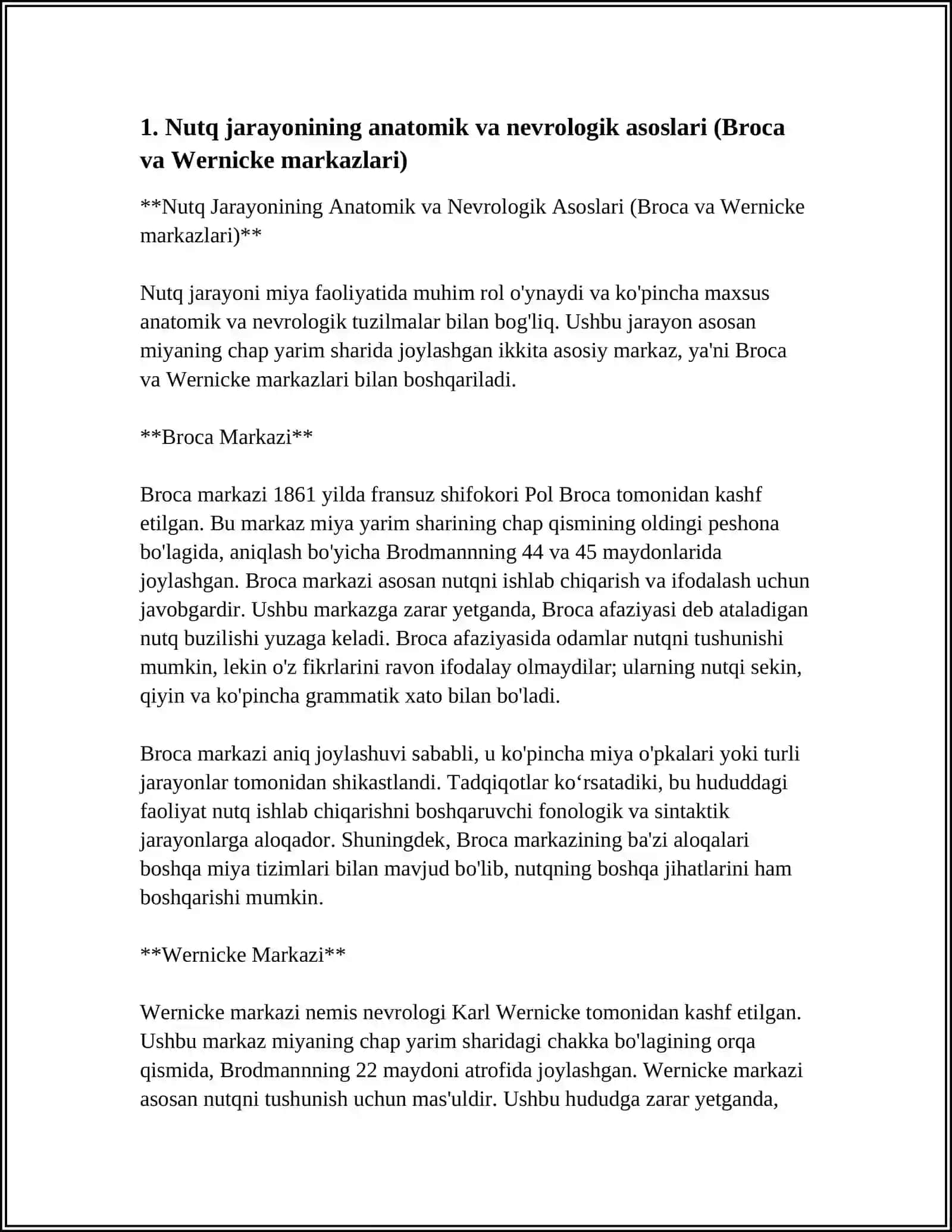 Nutq Jarayonining Anatomik va Nevrologik Asoslari (Broca va Wernicke markazlari) 3