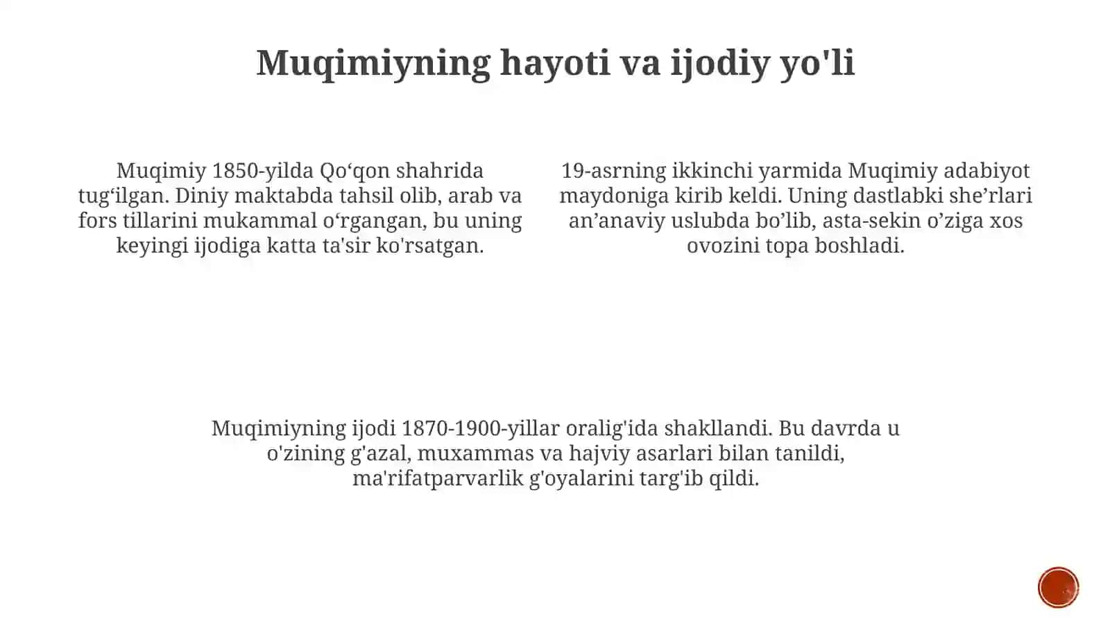 MuhammadAminxoʻja Muqimiy hayoti va ijodi 3