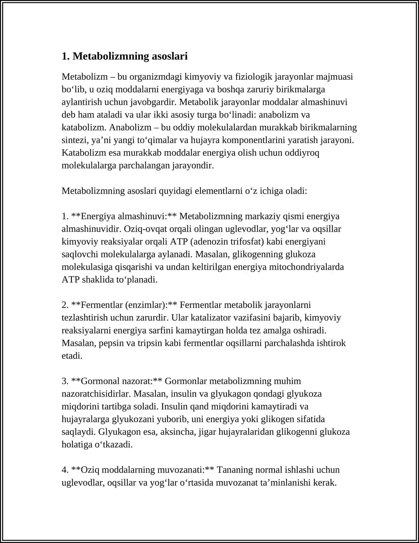 METABOLIZM JARAYONIDA ENERGIYA HOSIL BÒLISHI VA SARFLANISHI 3