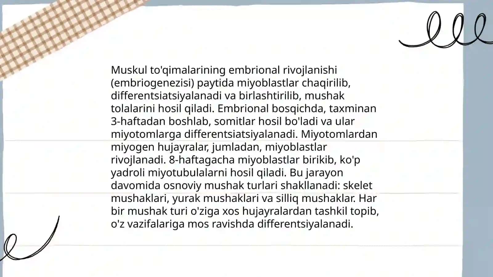 Muskul va nerv tóqimalarining rivojlanishi va regeneratsiyasi 3