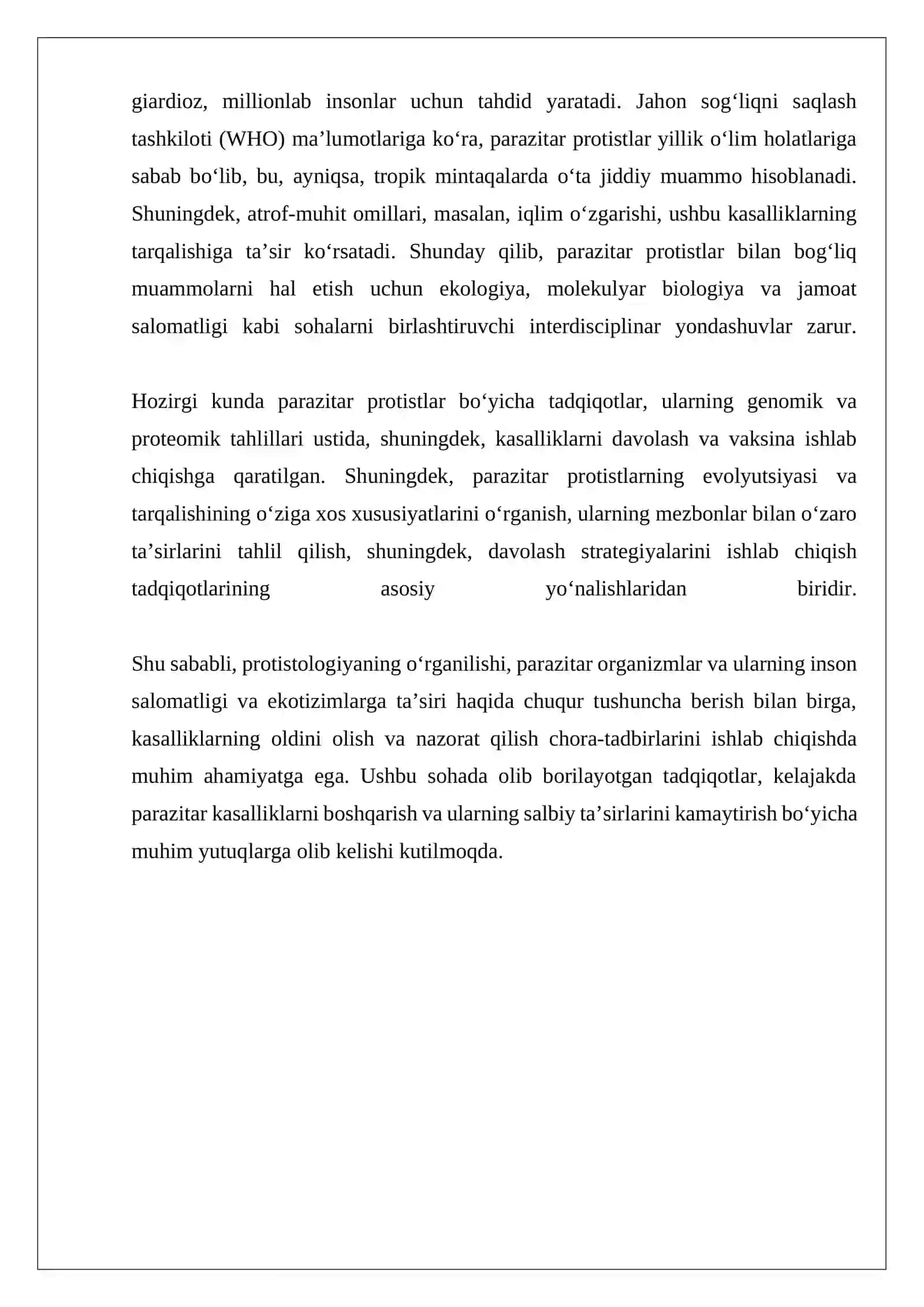 PROTISTOLOGIYA-PARAZIT SODDA HAYVONLAR HAQIDAGI FAN 3