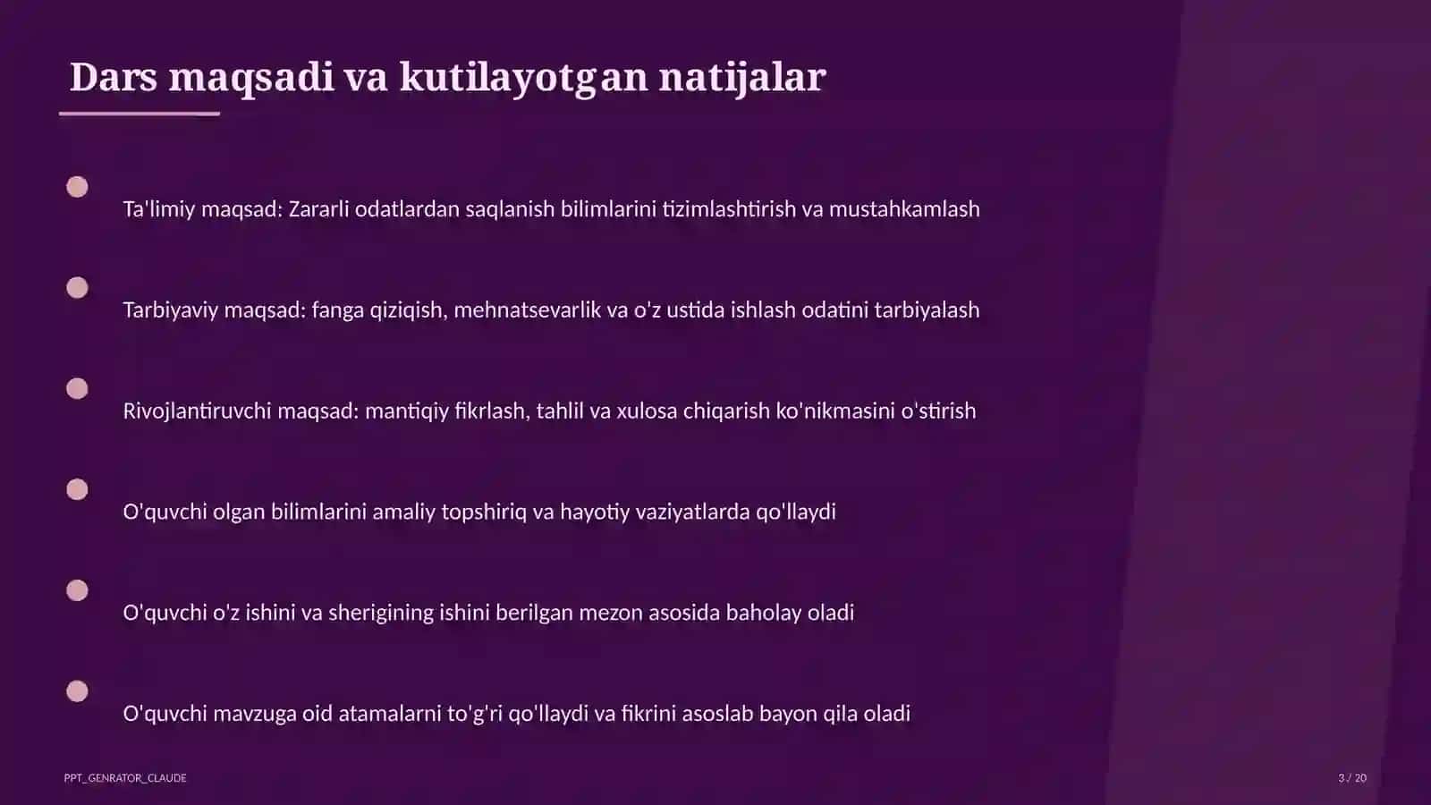 Zararli odatlardan saqlanish (7-sinf) 3