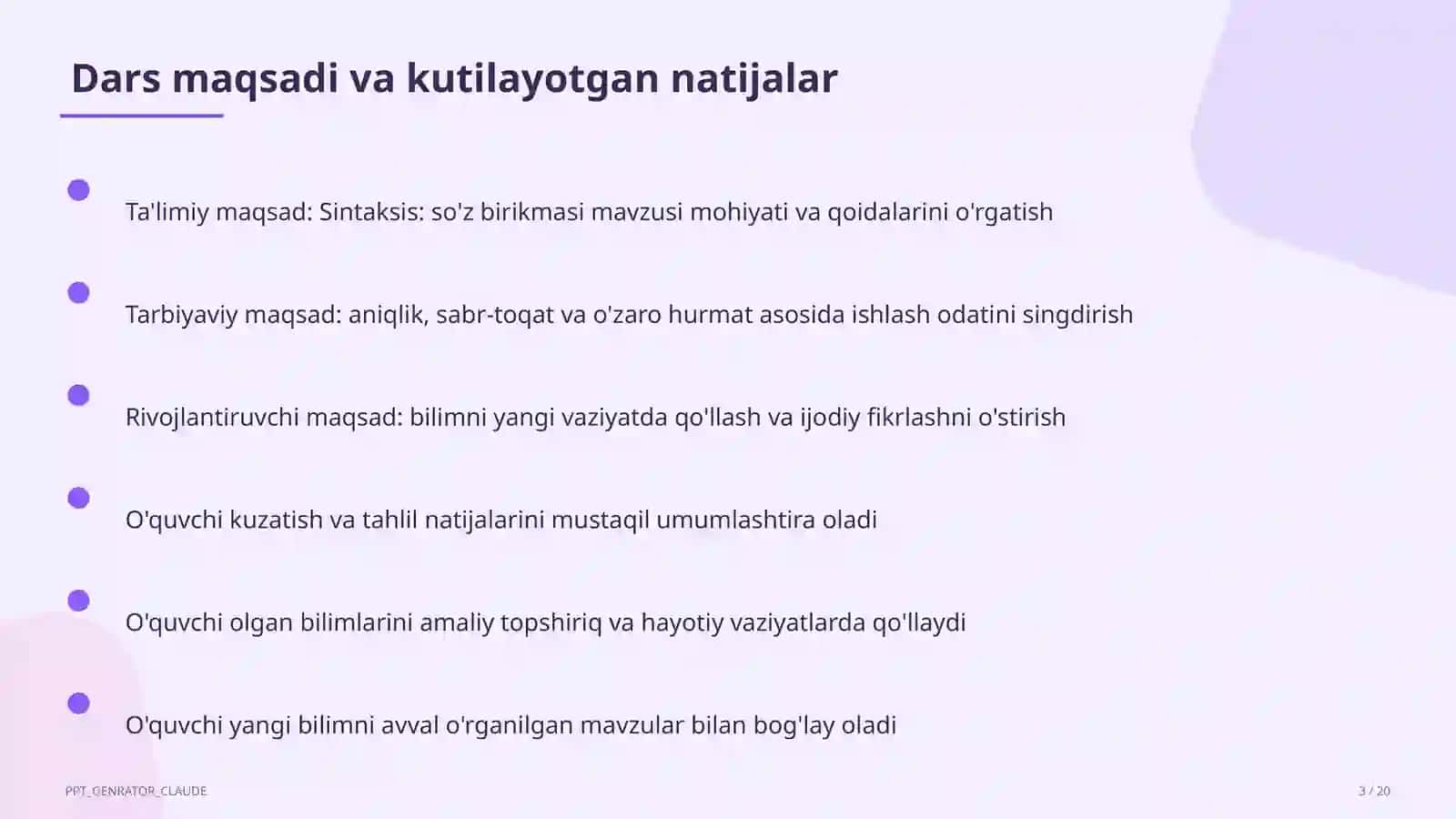 Sintaksis: so'z birikmasi (8-sinf) 3