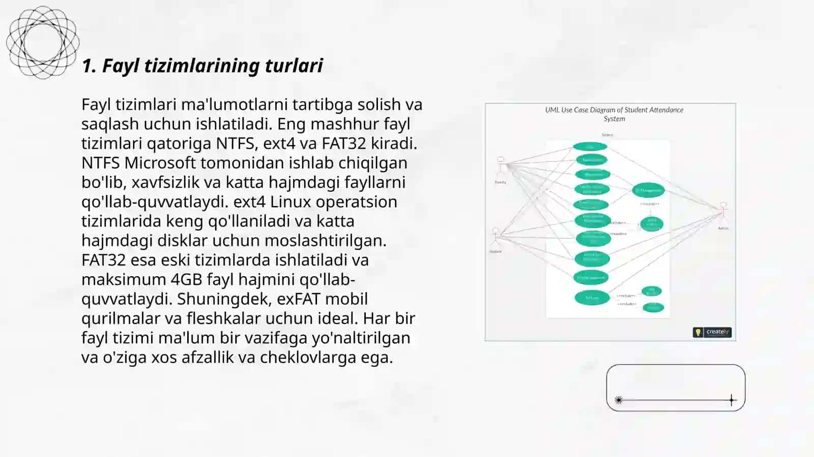 Fayl tizimlarining tuzilishi,ma'lumotlarni saqlash va boshqarish usullari 3