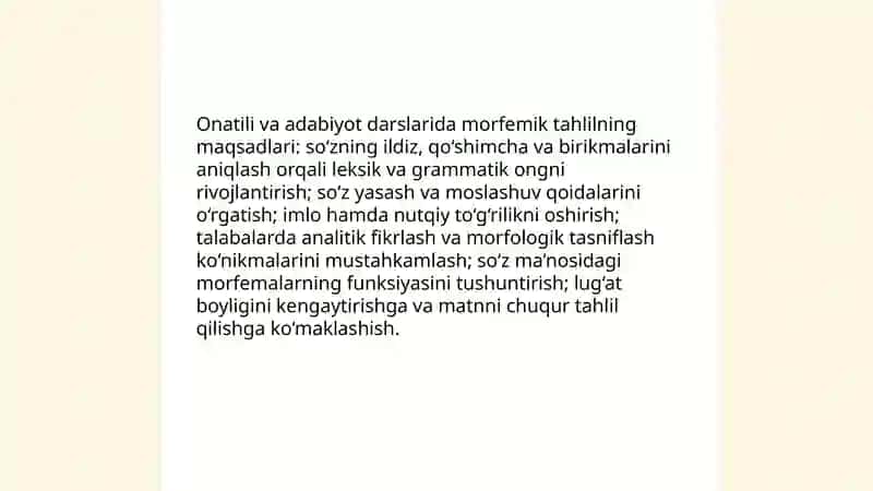 Onatili va adabiyot darslarida morfemik tahlil shartlari 3