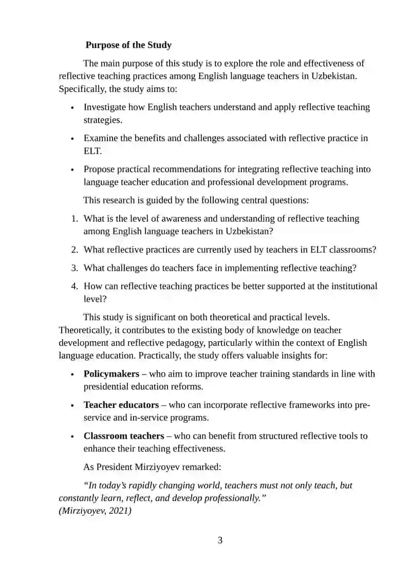 Reflective Teaching in English Language Teaching (ELT) Context 3
