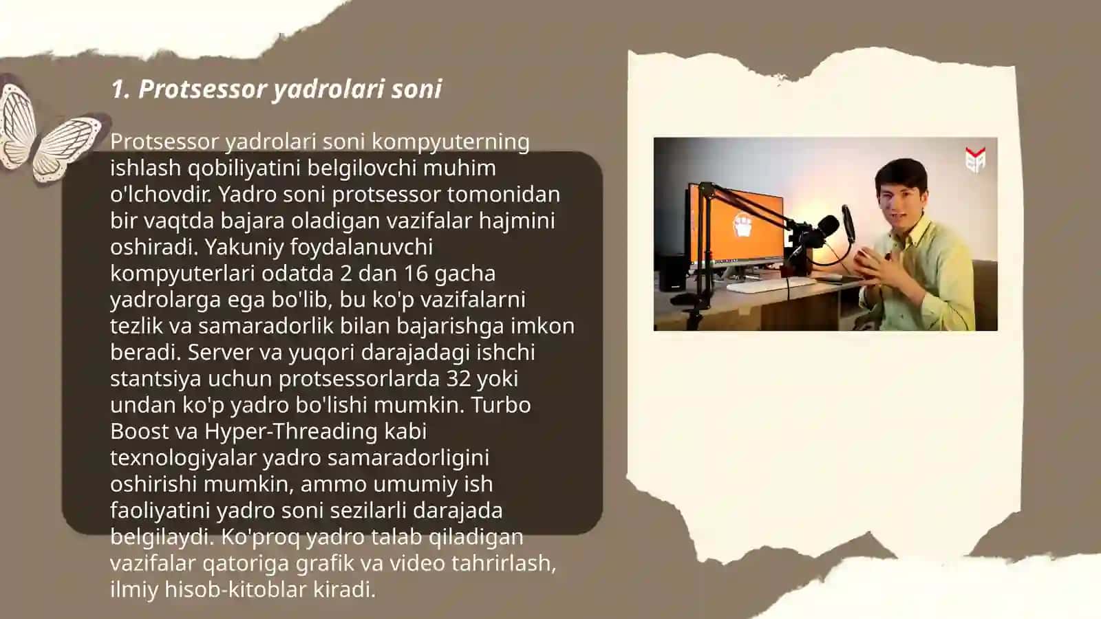 Zamonaviy kompyuterlarda o‘rnatilgan protsessorlarning muhim xususiyatlarini oʻrganish 3