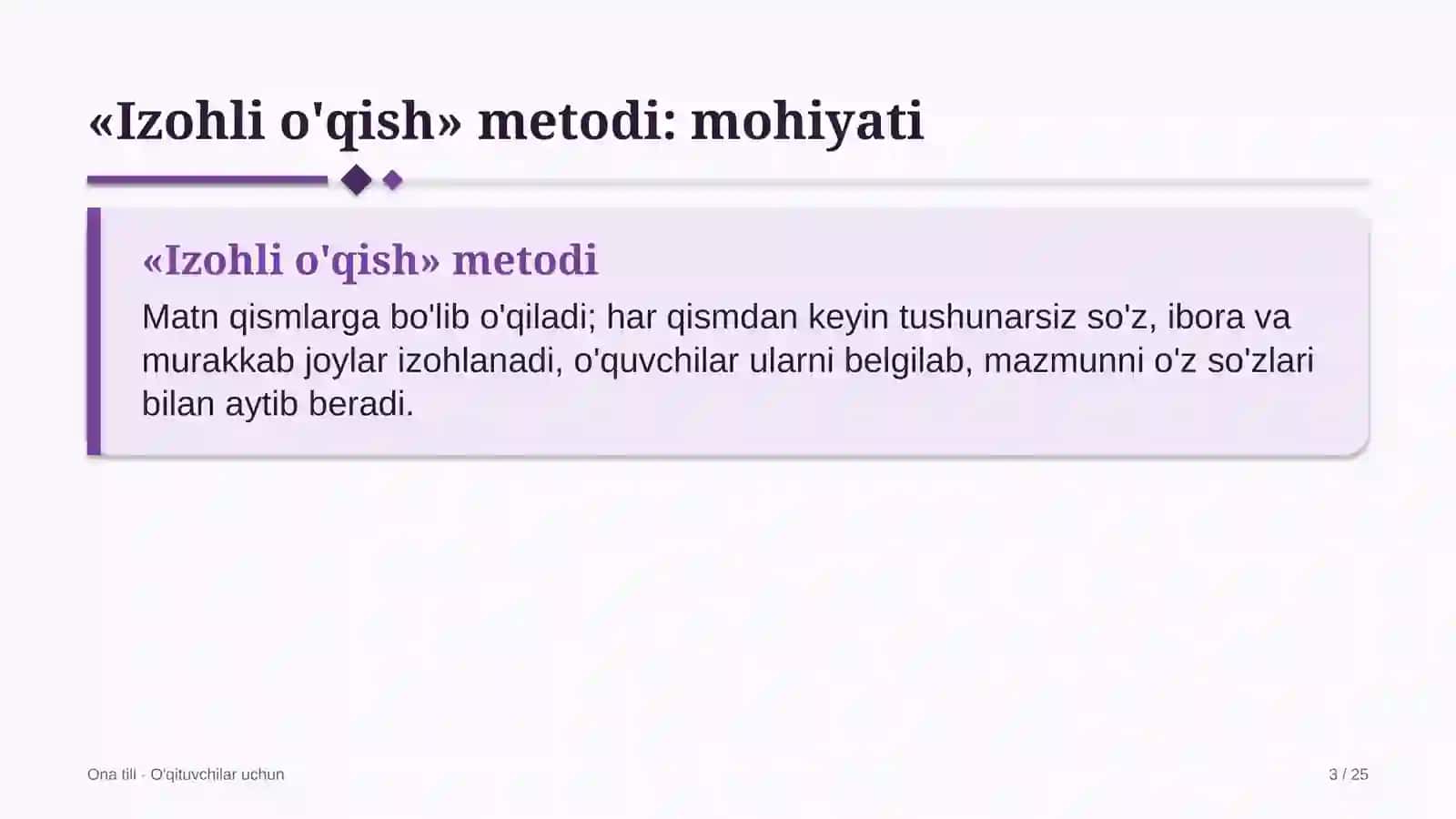 ona tili darslarida izohli o'qish metodidan foydalanish 3978 3
