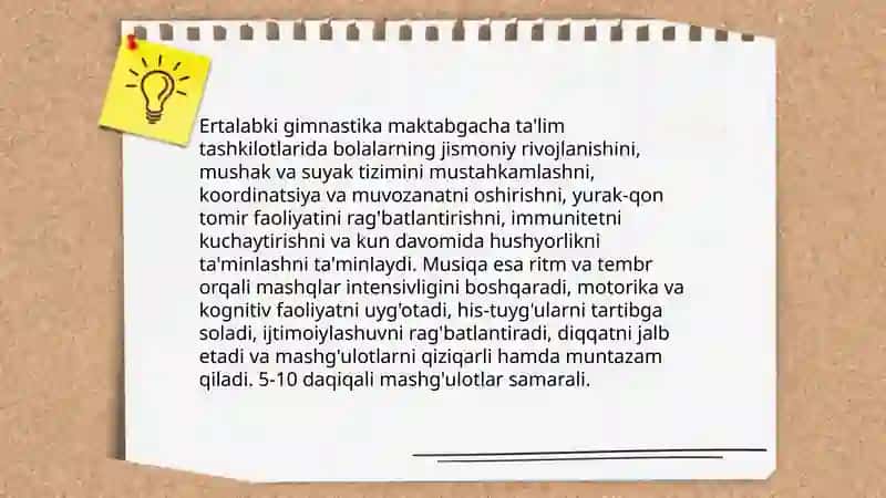 Maktabgacha ta‘lim.tashkilotlarida ertalabki gimnastikani musiqa jo‘rligida tashkil etish 3