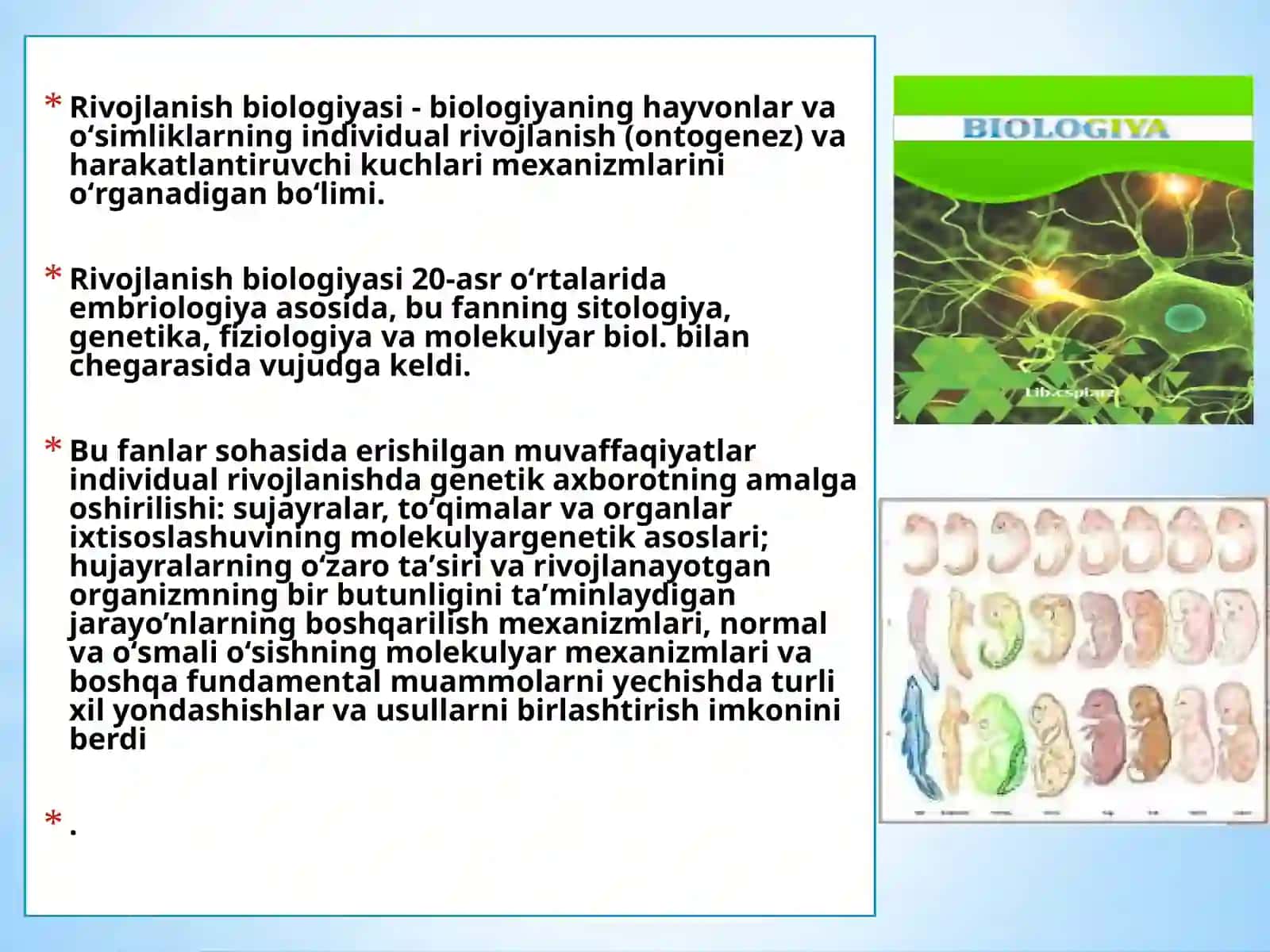 RIVOJLANISH BIOLOGIYASI FANINING MAZMUNI VA VAZIFASI 3