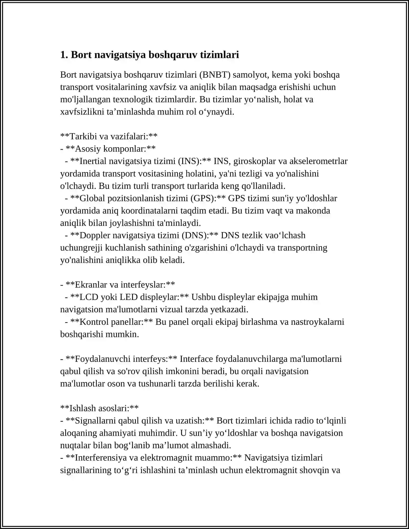 BORT NAVIGATSIYA ALOQA USKUNALAR TO'PLAMI 3
