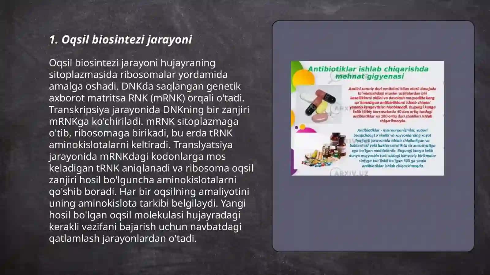 Oqsil biosinteziga ta'sir etuvchi preparatlar 3
