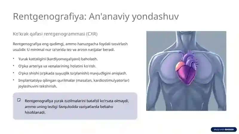 Yurak va qon tomir nurli tekshirish usullari: Umumiy ko'rib chiqish 3