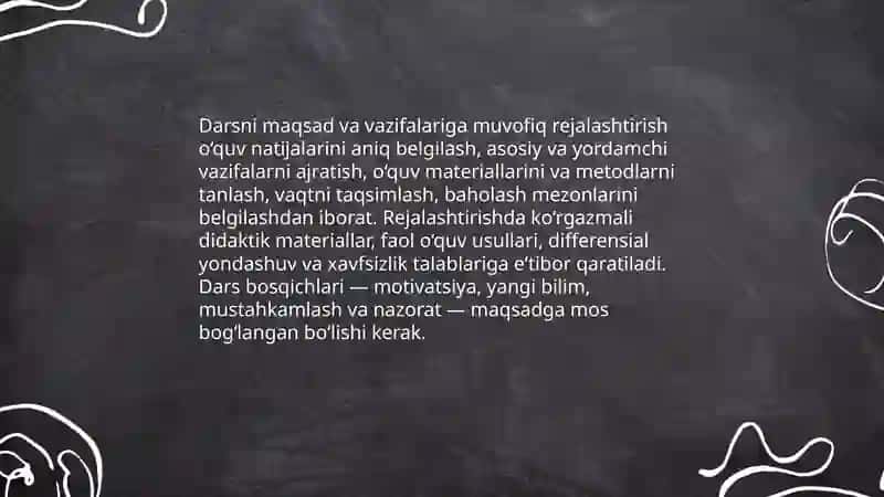Reja: Darsni Tashkil Qilish va Ko‘rgazmali Foydalanish 3