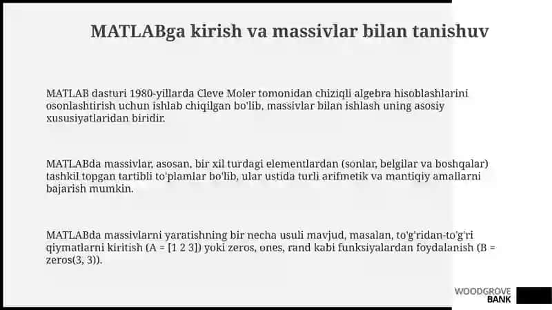 MATLAB va Massivlarga Kirish 3
