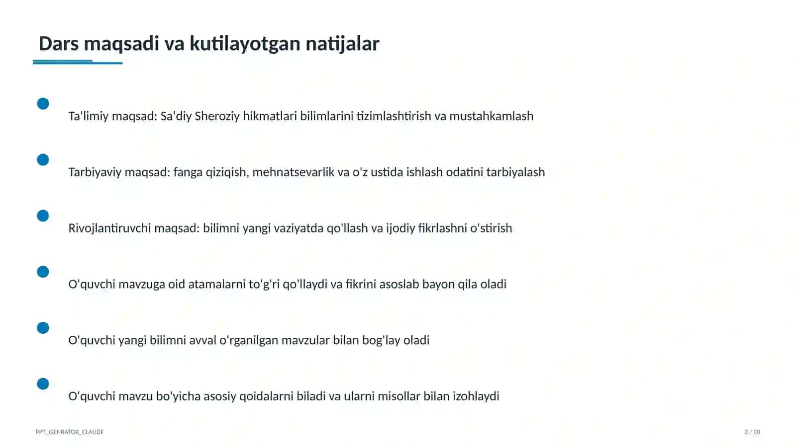 Sa'diy Sheroziy hikmatlari (6-sinf) 3