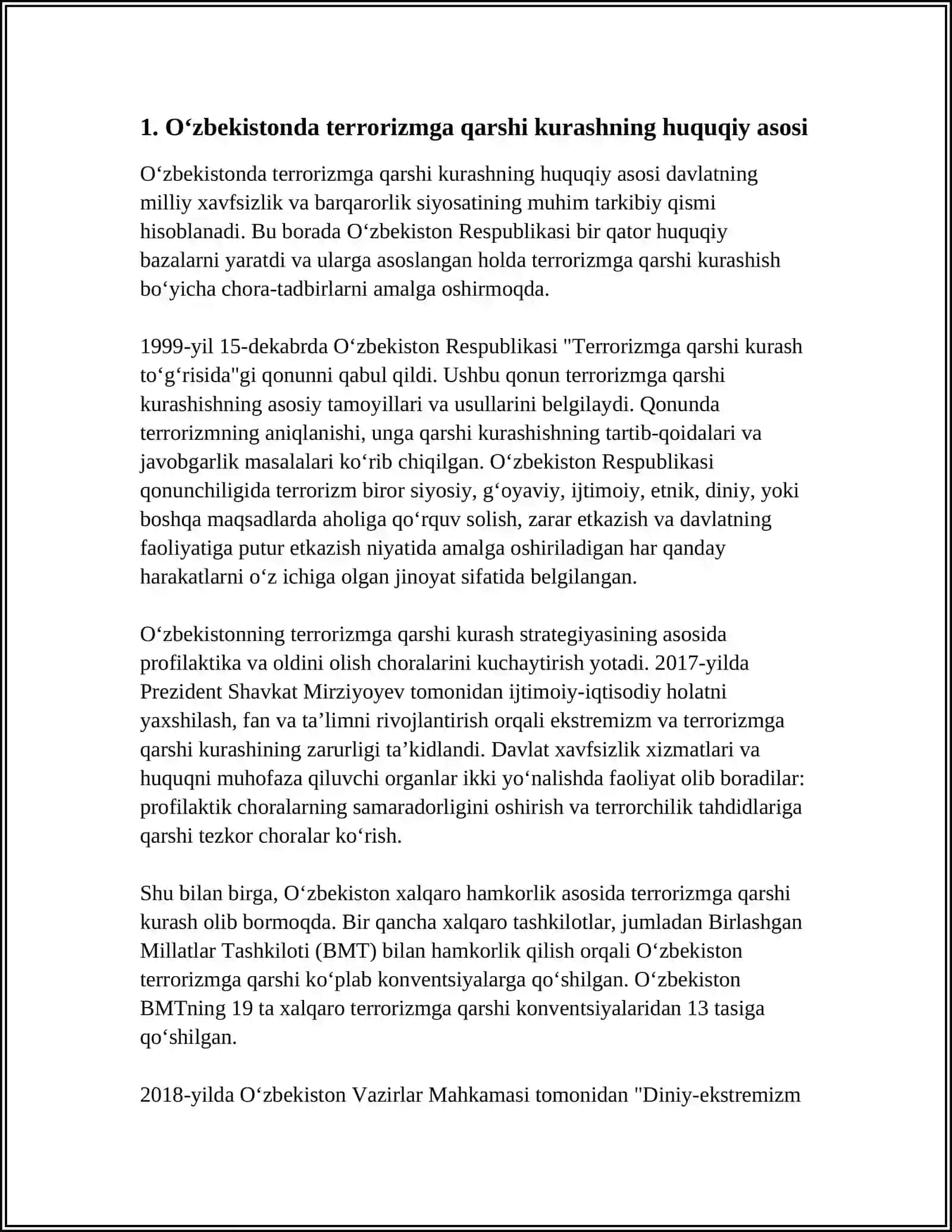 O‘ZBEKISTONNING TERRORIZMGA QARSHI KURASH TAJRIBASI 3
