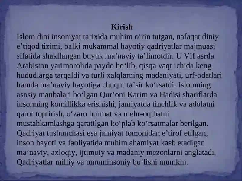Islom va qadryat 3