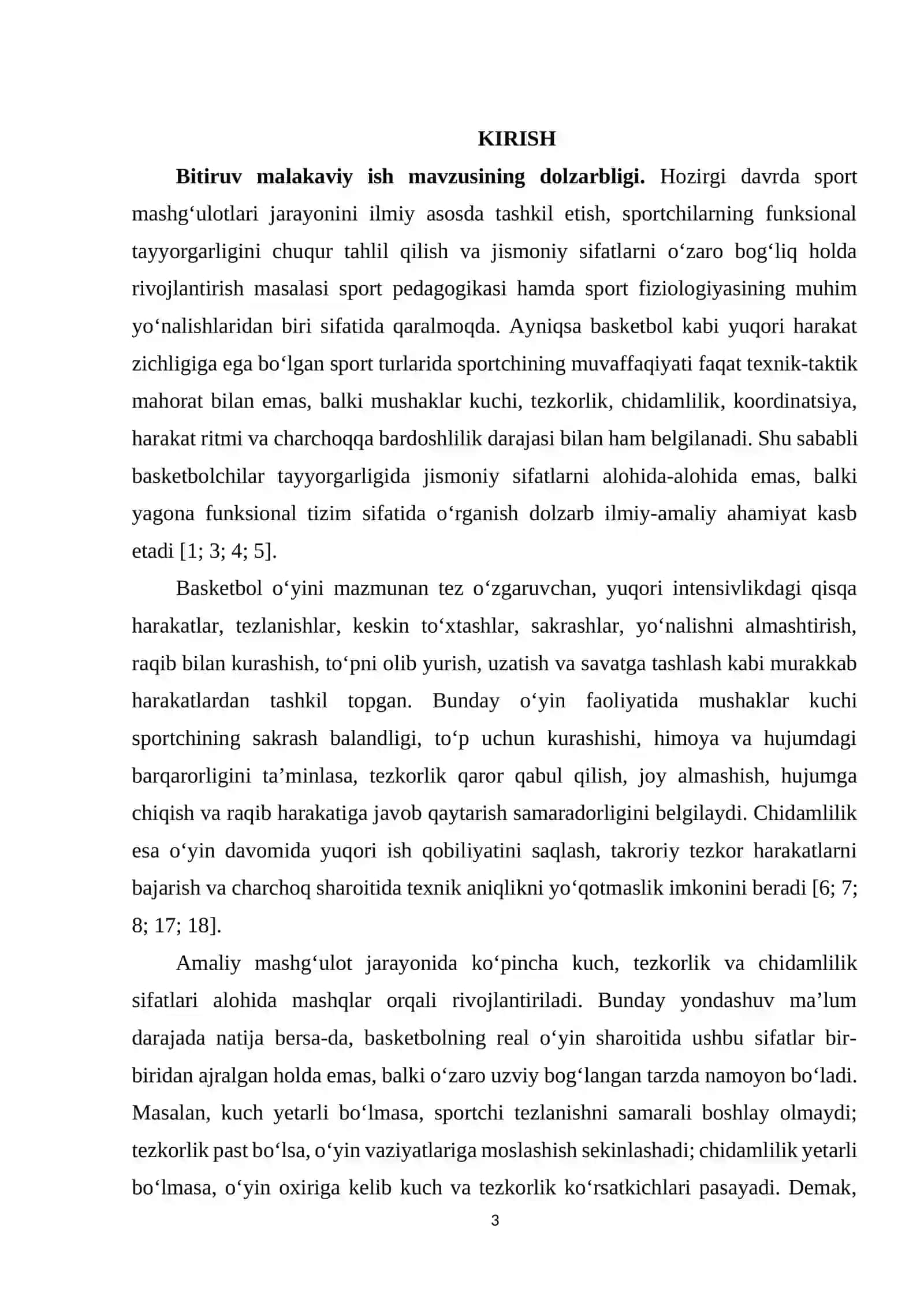 BASKETBOLCHILARDA MUSHAKLAR KUCHI, TEZKORLIGI VA CHIDAMLILIGI O‘RTASIDAGI O‘ZARO BOG‘LIQLIKNING FUNKTSIONAL TAHLILI 3