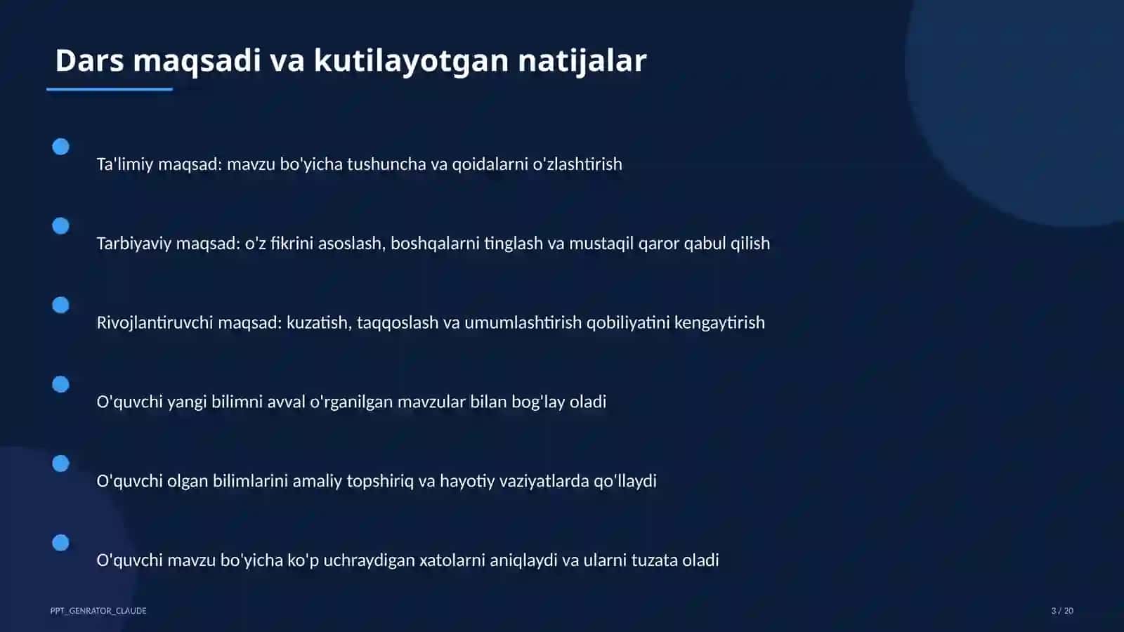 Astronomiya va chizmachilik (8–11) Dars rejasi 3