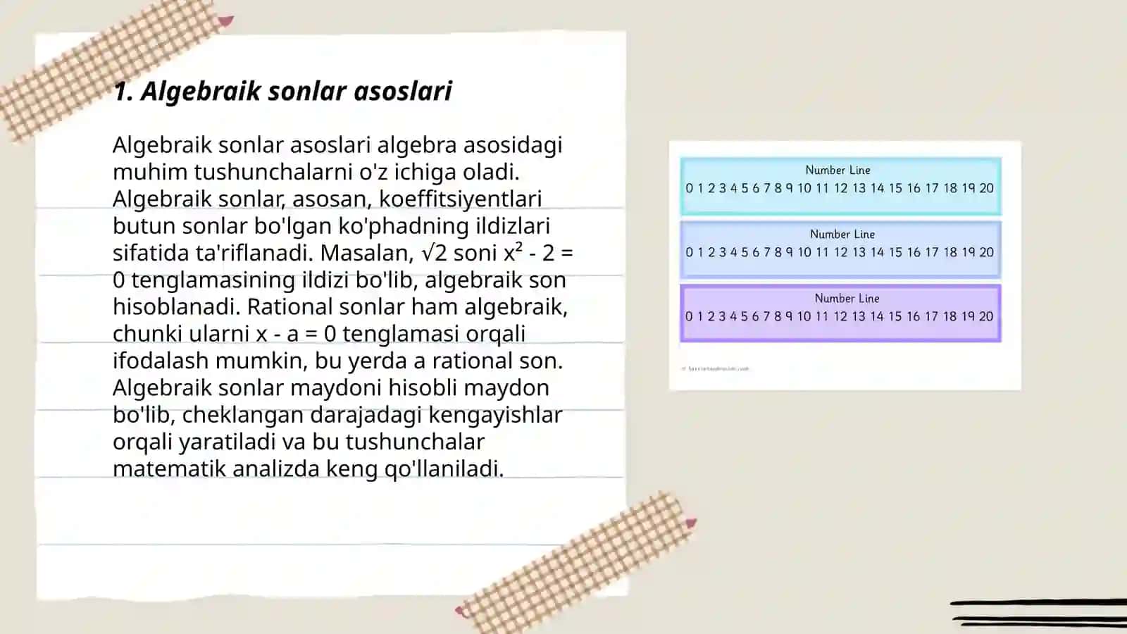 Algebraik sonlar maydoni 3