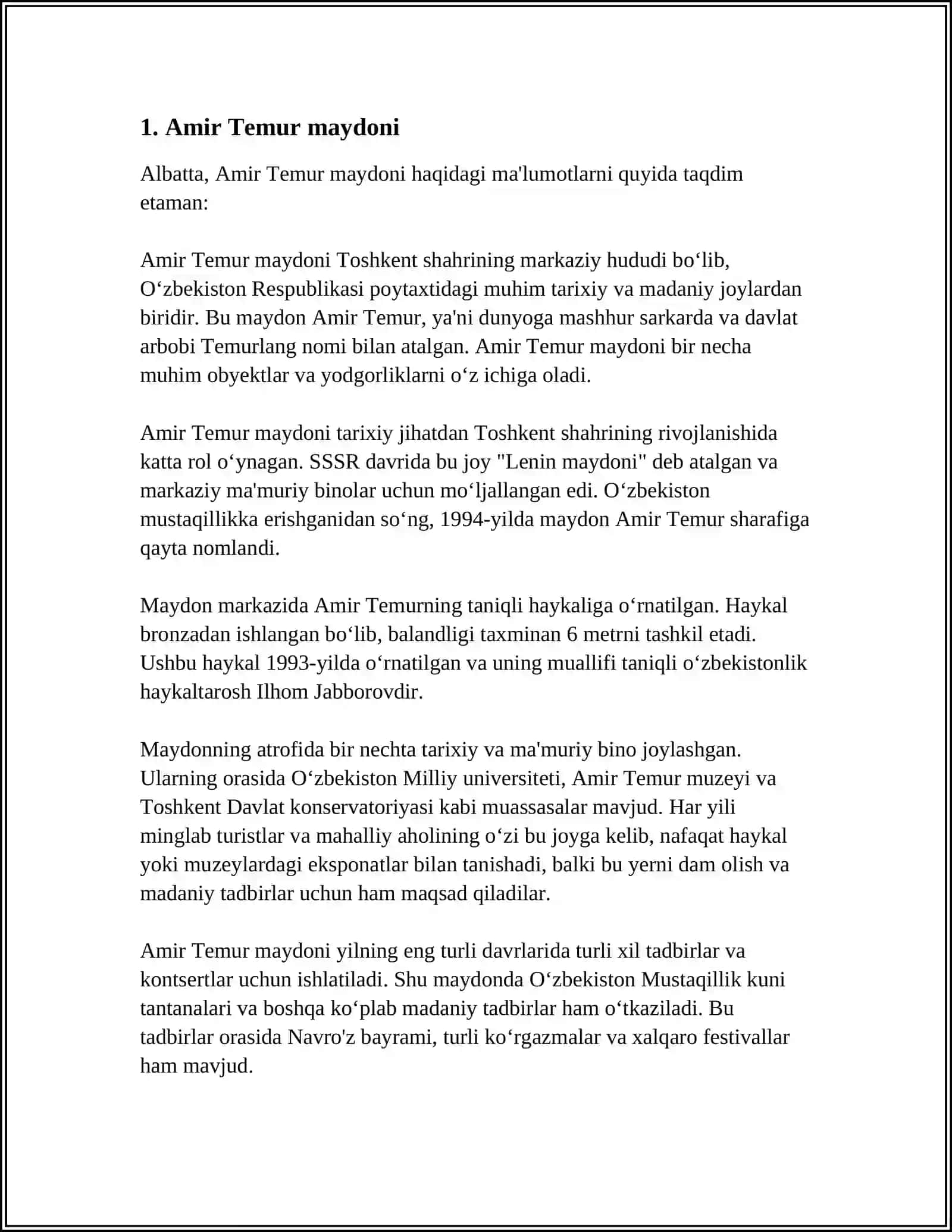 Amir Temur maydoni 3