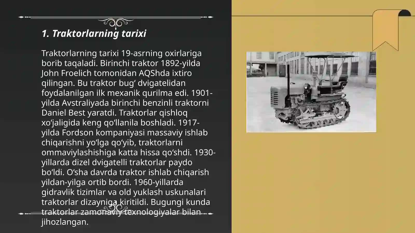 Eng birinchi ishlab chiqarilgan traktor 3