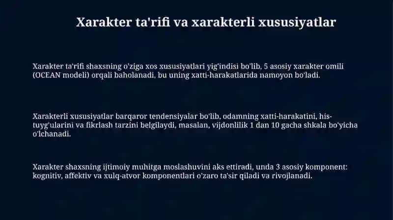 Xarakter va uning psixologik tavsiyasi 3