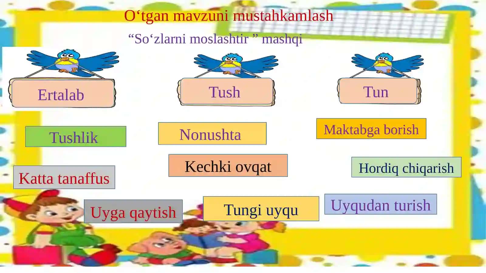 1 –sinf ona tili va o‘qish savodxonligi fanidan ochiq dars taqdimoti 3