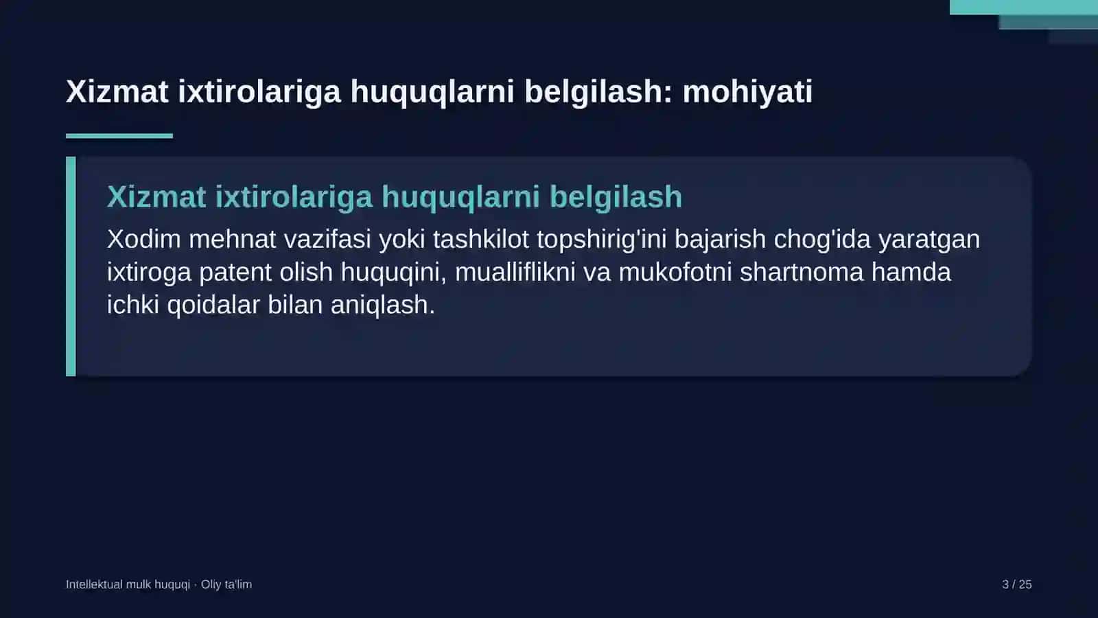 INTELLEKTUAL MULK HUQUQI · OLIY TA'LIM 3