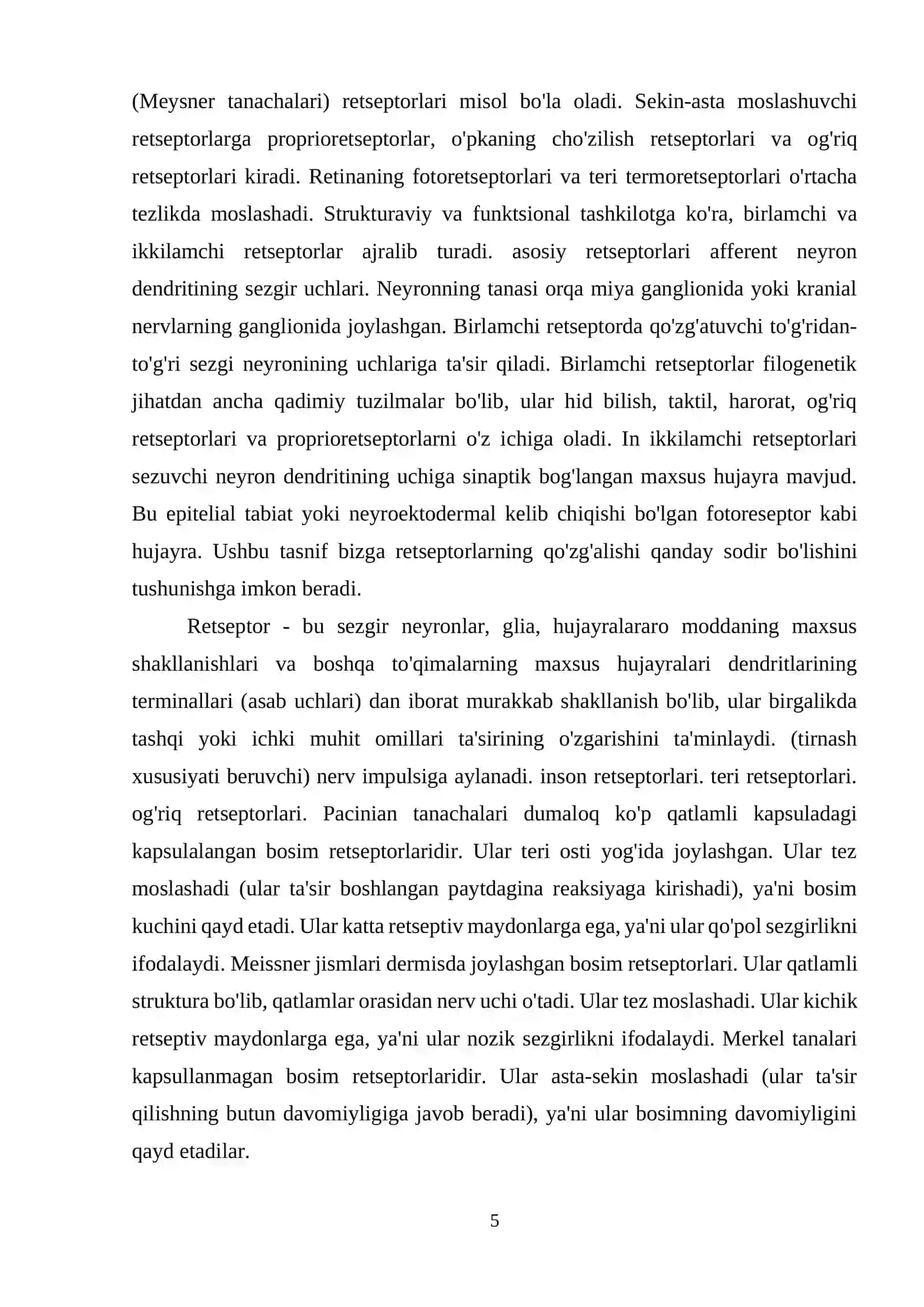 Tashqi signallar sezish retsepsiyasi 3