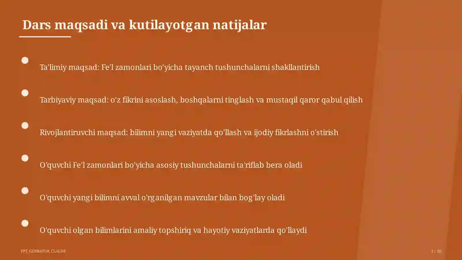 Fe'l zamonlari (4-sinf) 3