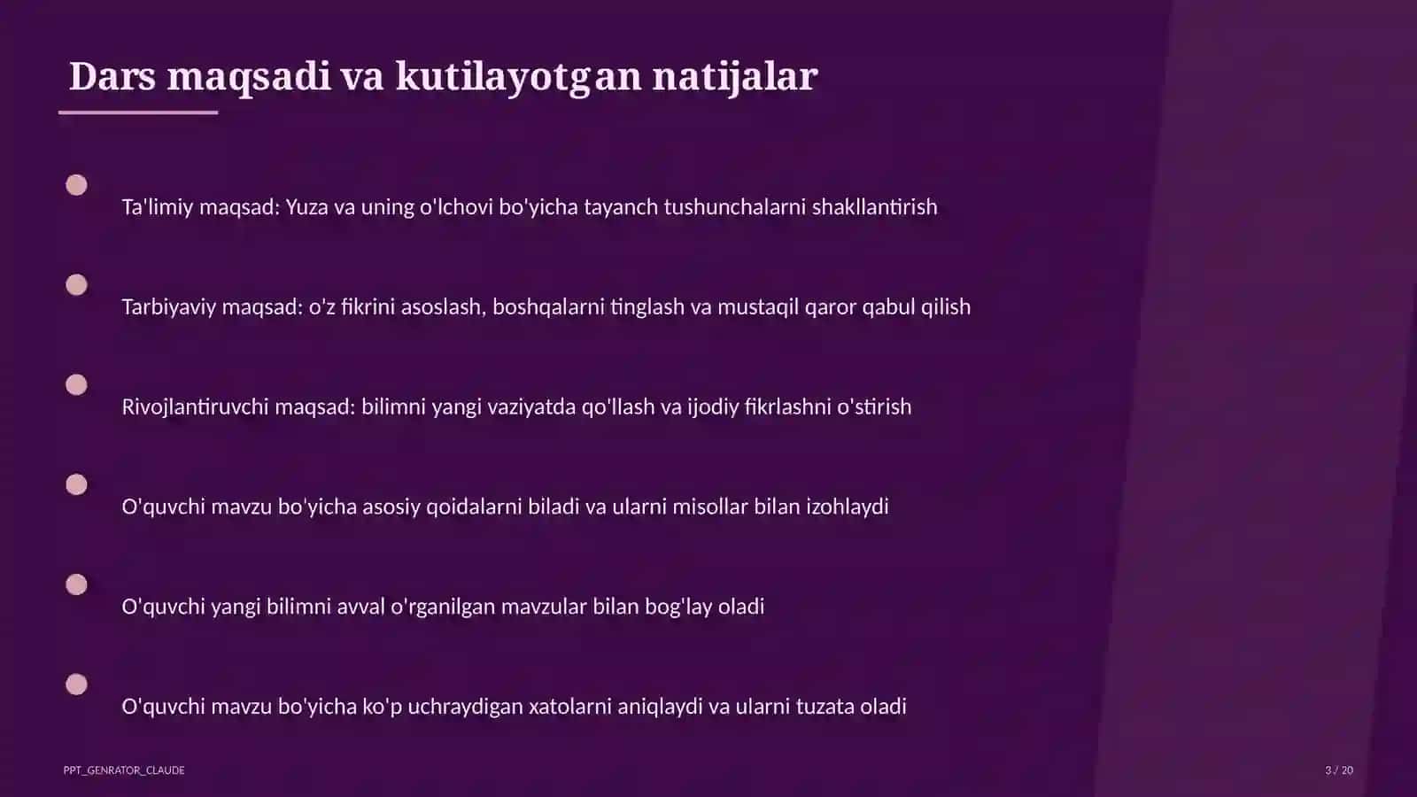 Yuza va uning o'lchovi (3-sinf) 3