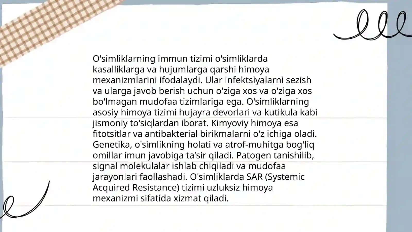 O'simliklarda hosil bo'ladigan immun tizimi ta'siri hamda fizologiyasi 3