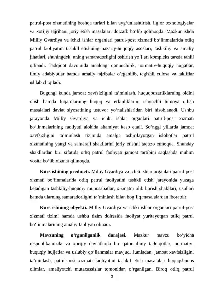 Otliq patrul-post xizmati tizimida otliq patrul faoliyatingining nazarit-huquqiy asoslari 3