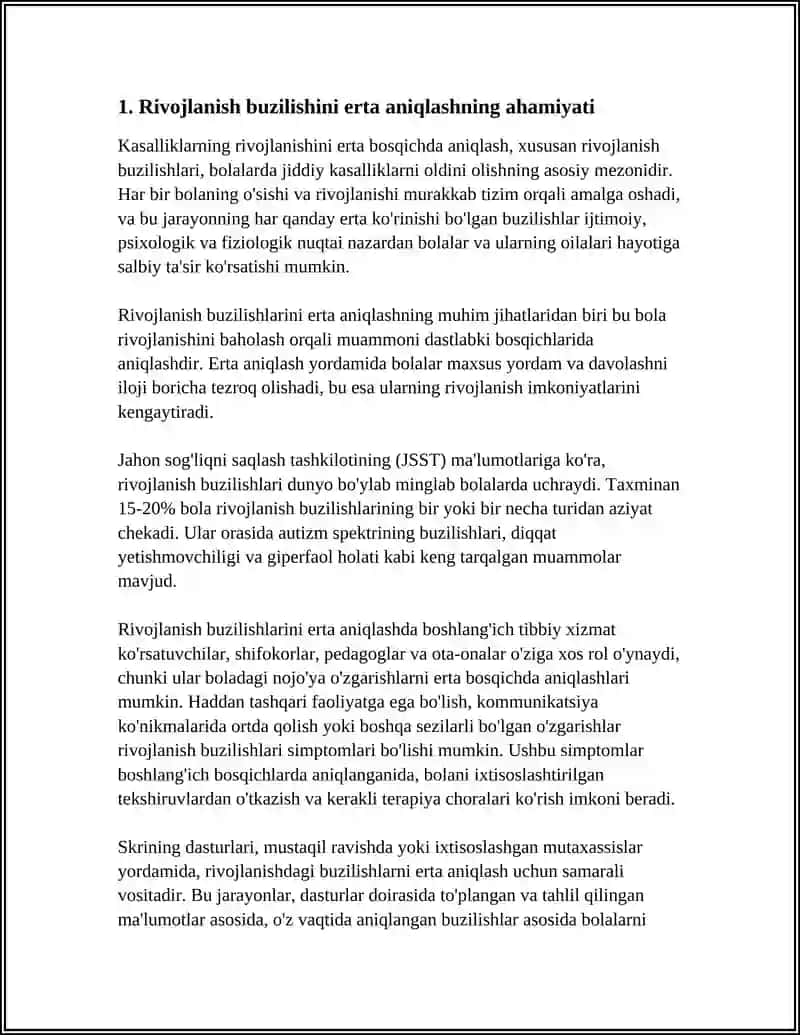 RIVOJLANISH BUZILISHLARINI ERTA ANIQLASH VA SKRINING 3