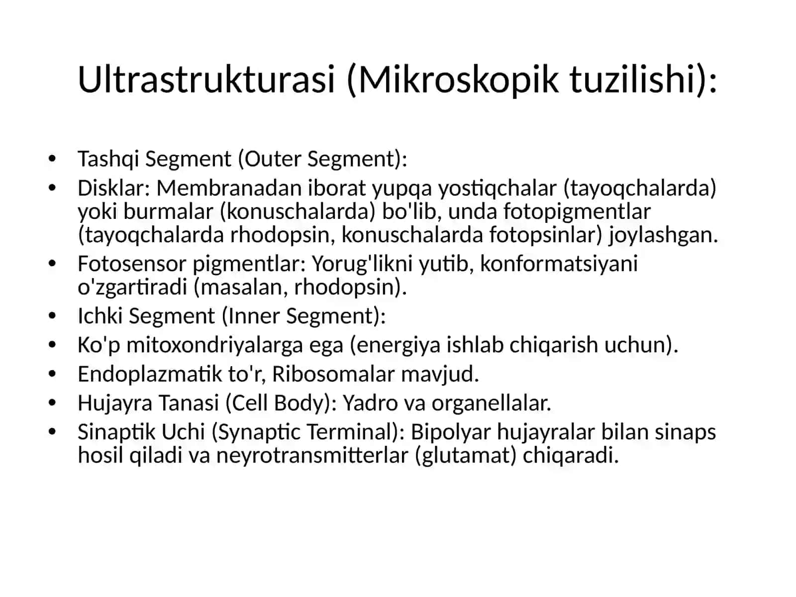 Fotoretseptor hujayralarining ultrastrukturasi va gistafiziologiyasi 3