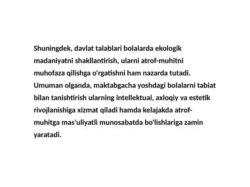 Maktabgacha yoshdagi bolalarni tabiat bilan tanishtirish bo'yicha davlat talablari 3
