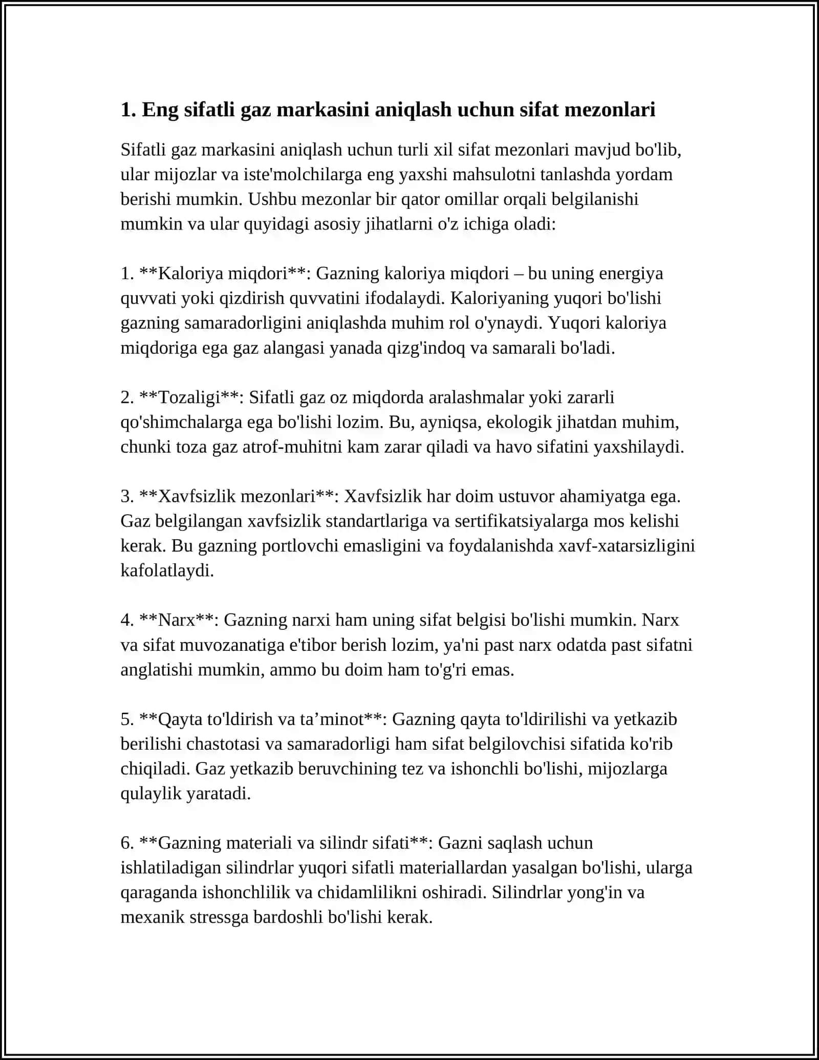 ENG SIFATLI GAZ MARKASINI ANIQLASH 3