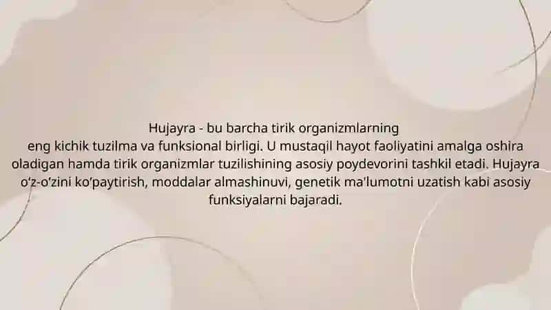 Hujayra moddalar, energiya va ma'lumotlar oqimi 3