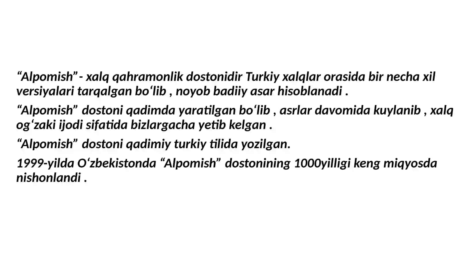 “Alpomish” dostoni haqida taqdimot 3