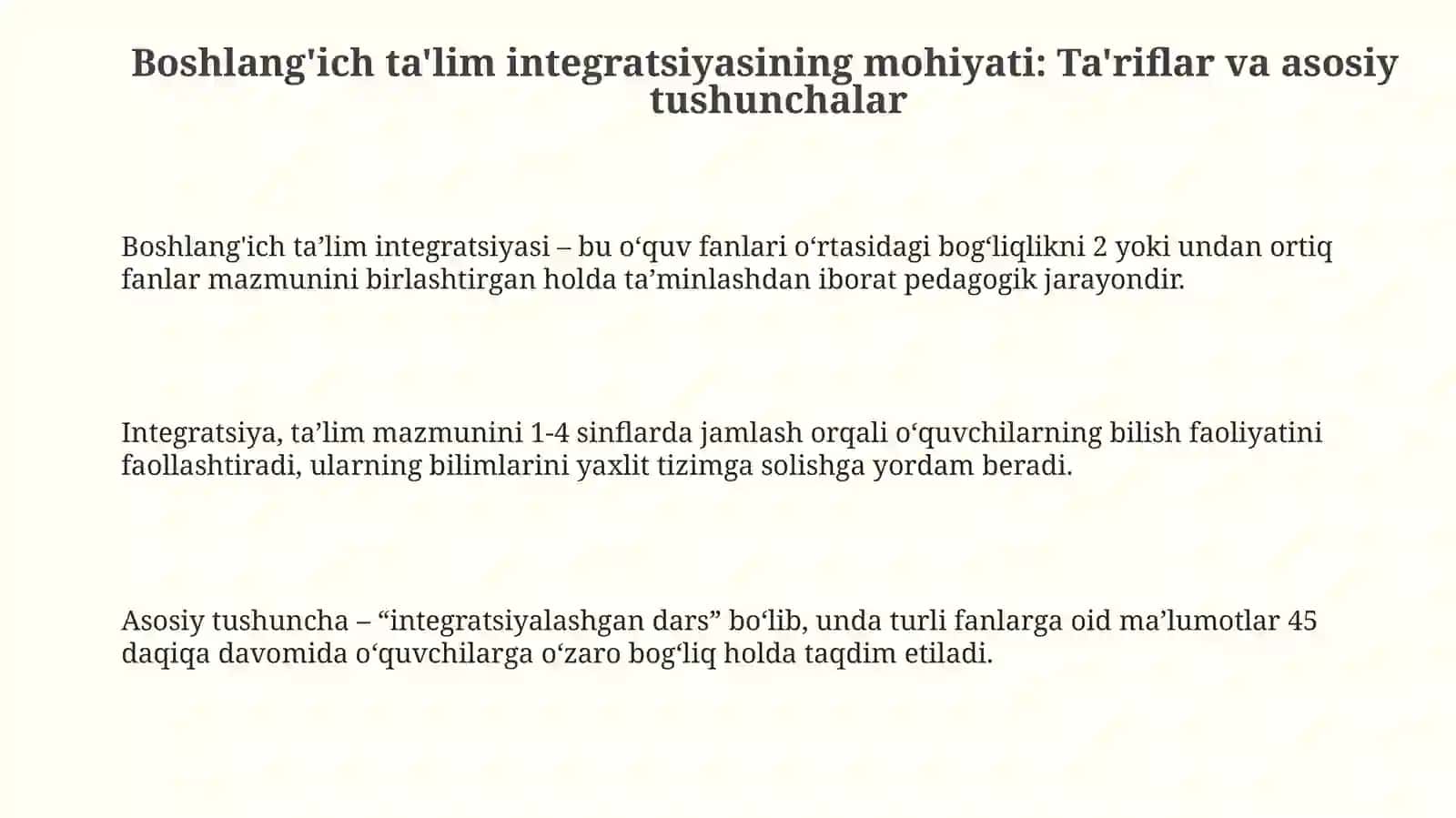 Boshlangʼichtaʼlimniintegratsiyalashmohiyatimavzusinioʼrganishvatahlilqilish 3