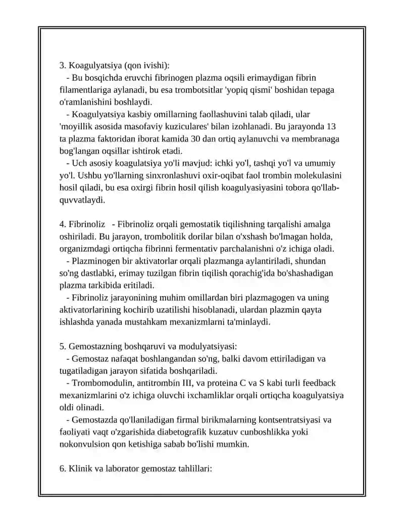 GEMOSTAZ MEXANIZMLARI VA UNING PATOLOGIYASI 3