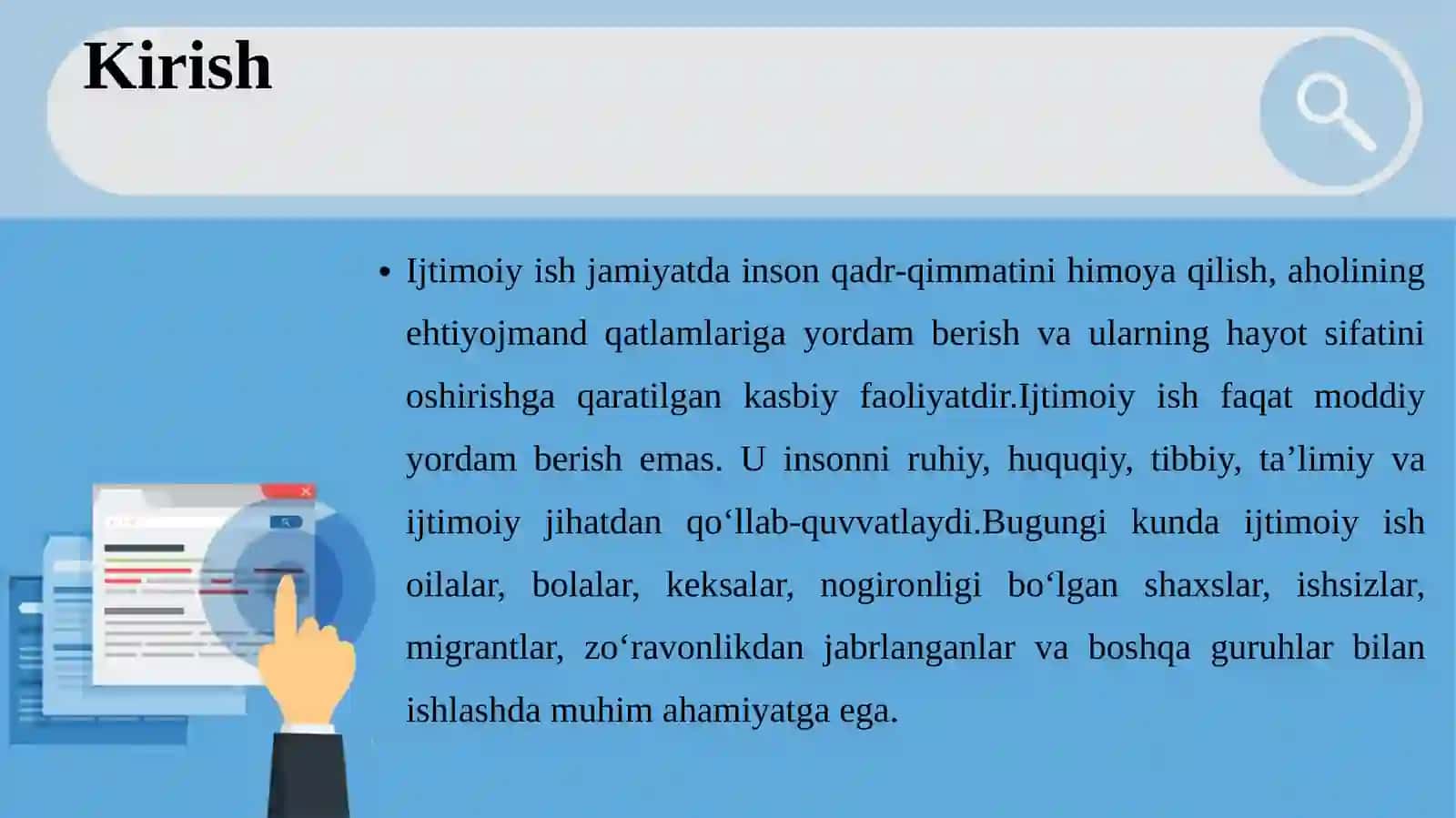 Jamiyat hayotining turli sohalarida ijtimoiy ish. Ijtimoiy ishning zamonaviy holati 3